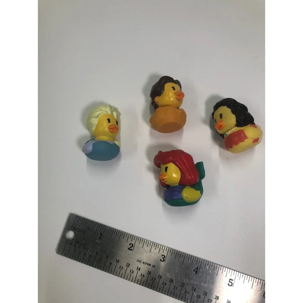 Disney Princess Rubber Duck Set 4pc Elsa Ariel Moana Belle Bath Toys Vinyl Ducks
